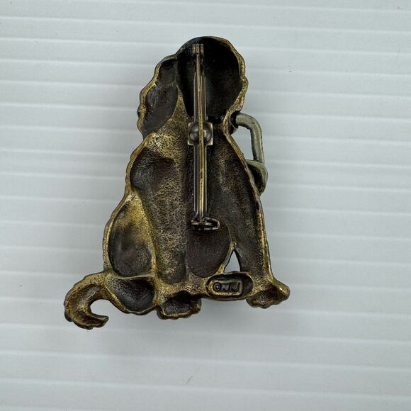 JJ Jonette Jewelry Dog Holding Cat in Basket Pin Brooch Vintage Signed - Picture 3 of 10